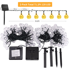 2 x 36 Feet / 60 LED / Crystal Globe / Warm White