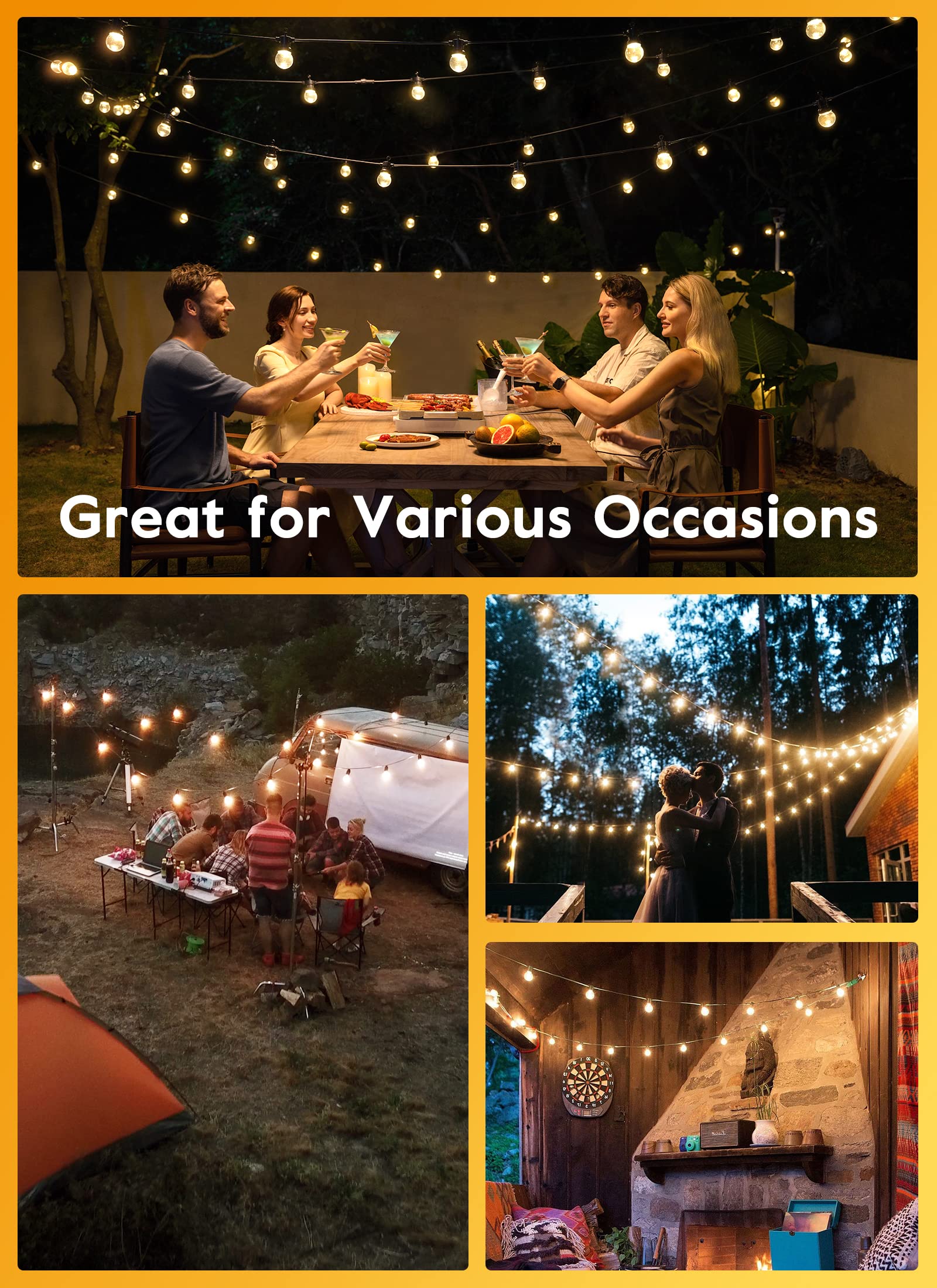 58 Feet / 25 LED / Warm White / Remote and Clips Hooks Zip Ties