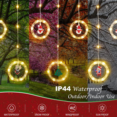 Christmas Curtain String Lights, Rings & Detachable Rubber Ornament