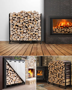 Firewood Rack Outdoor with Cover, 4 Feet