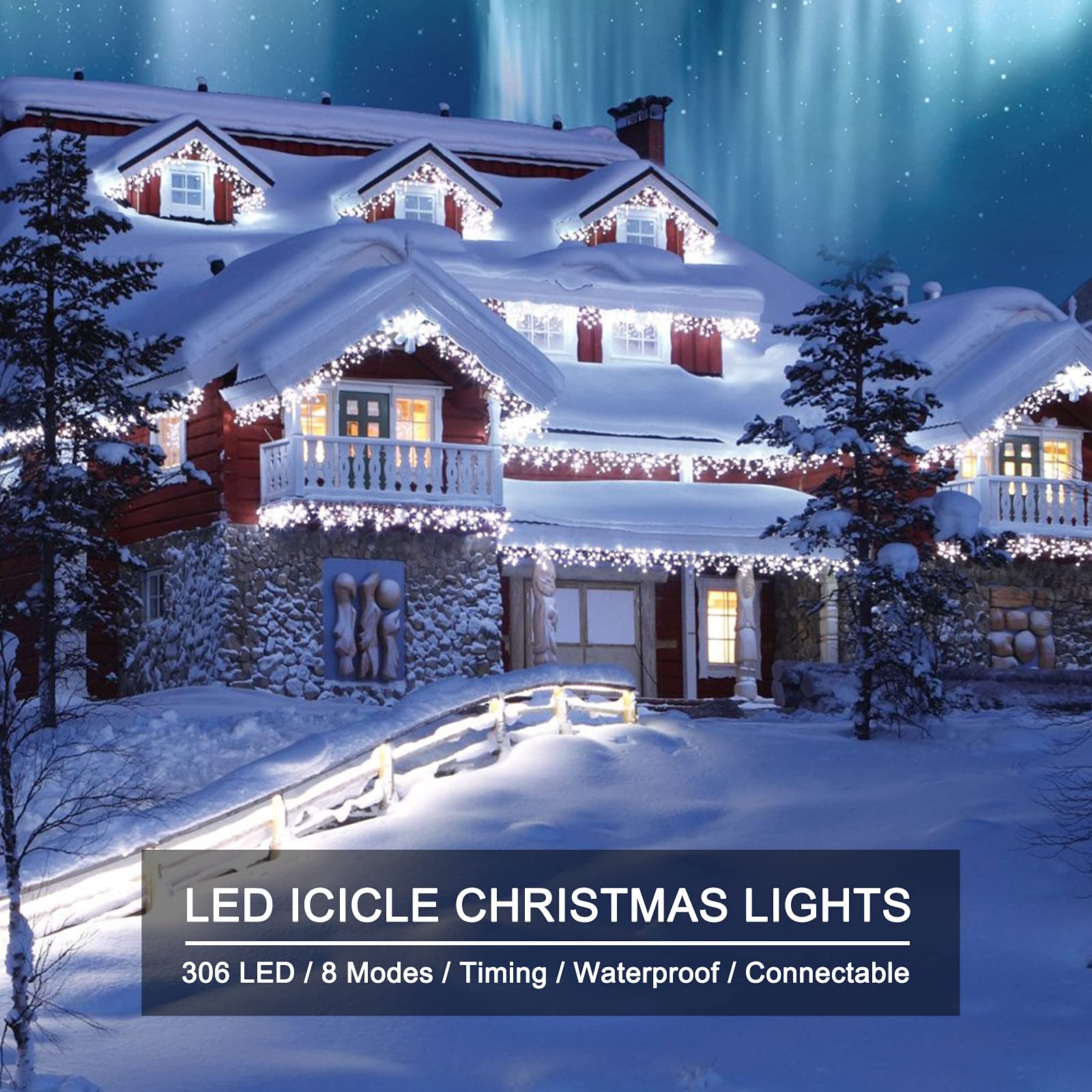 19.6 Feet / 54 Drops / 306 LED / Pure White