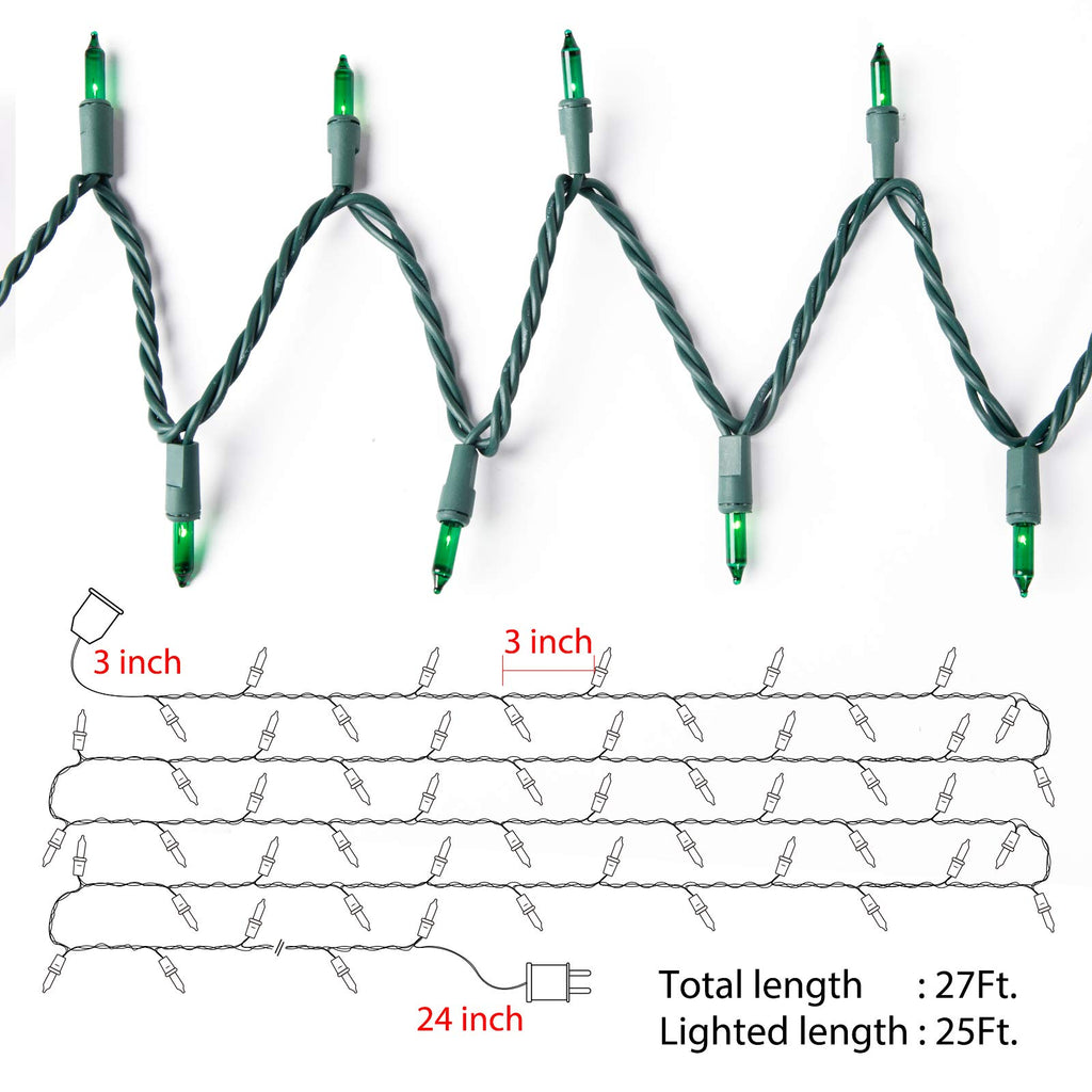 1 x 25 Feet / 100 Bulbs / Green