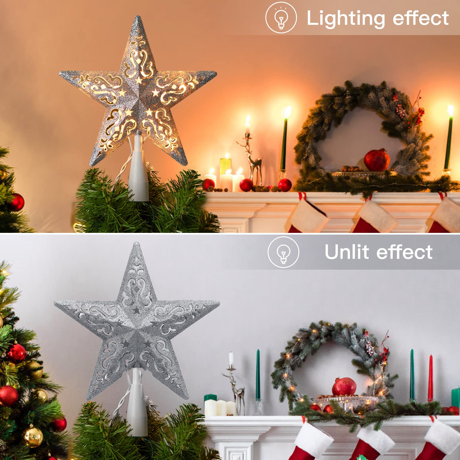 10.2 Inches / 10 Bulbs / Silver Hollow Star