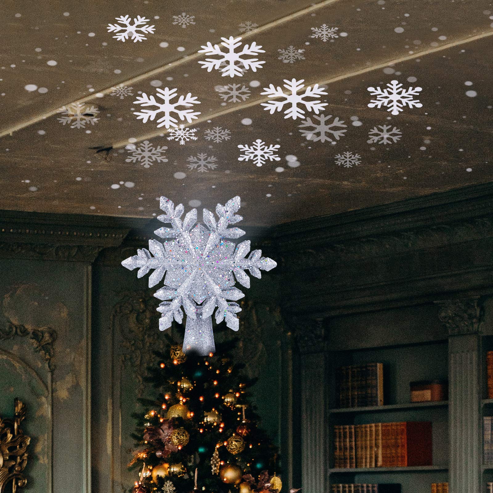 9.6 Inches / Silver Snowflake Topper / Snowflake Projection