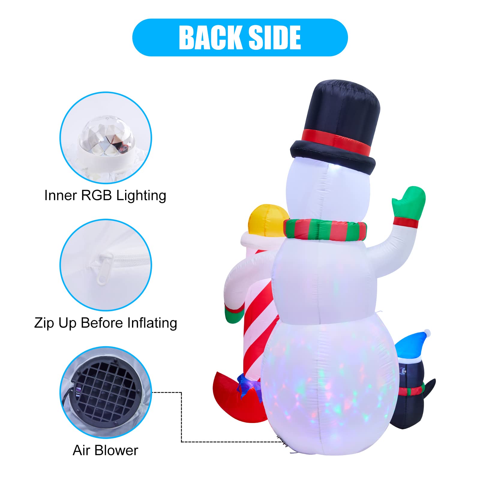 1 x 6 Feet / Snowman with Candy Cane and Penguin