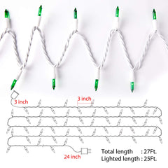 1 x 25 Feet / 100 Bulbs / Green / White Wire
