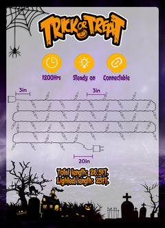 Mini Lights, Incandescent Bulbs on Black Wire, Orange & Purple