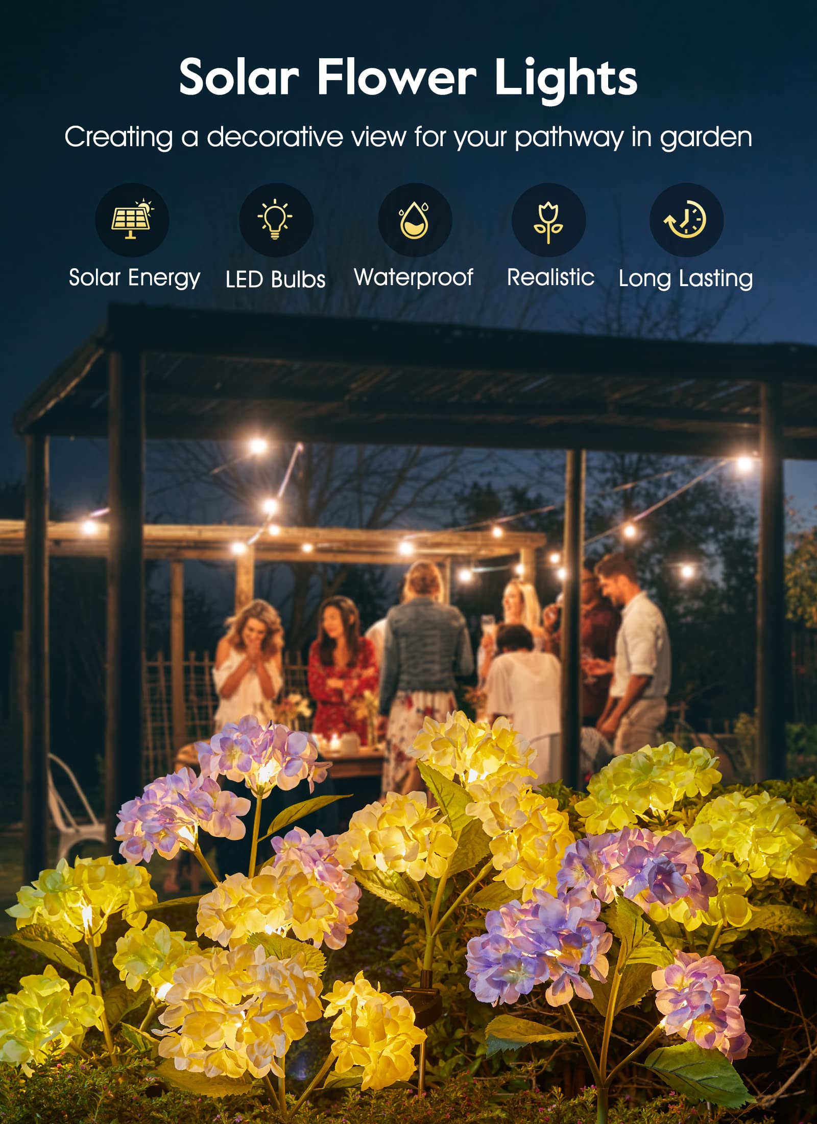1 x 3 Pack / Hydrangea / LED