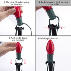 1 x 25.7 Feet / 20 ClearBulbs / Ceramic Red and Green