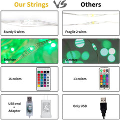 Color Changing Fairy Lights with Remote, 16 Colors, 28 Modes