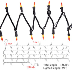 1 x 25 Feet / 100 Bulbs / Orange and Yellow
