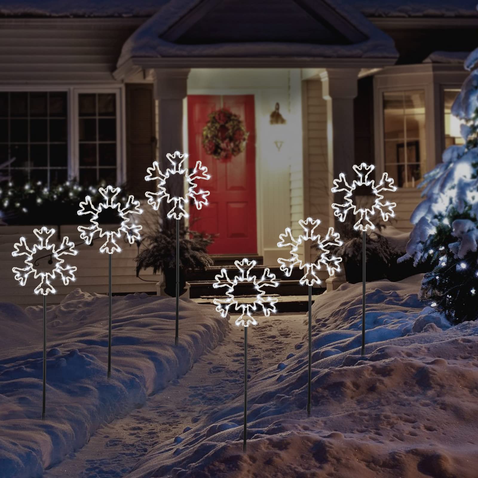 2 Pack / 27 Feet / 5 Snowflakes / Pure White