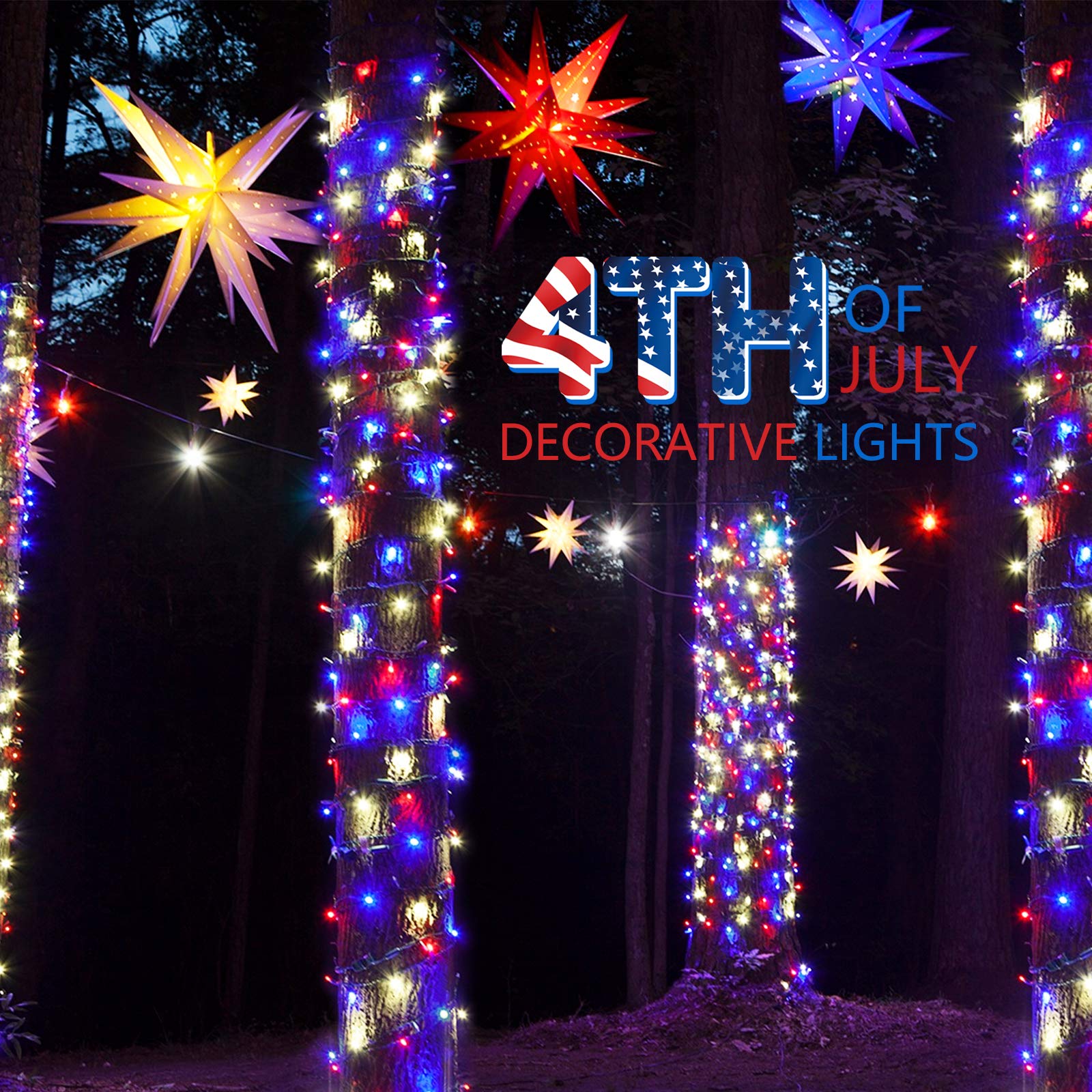 1 x 25 Feet / 100 Bulbs / Red White and Blue