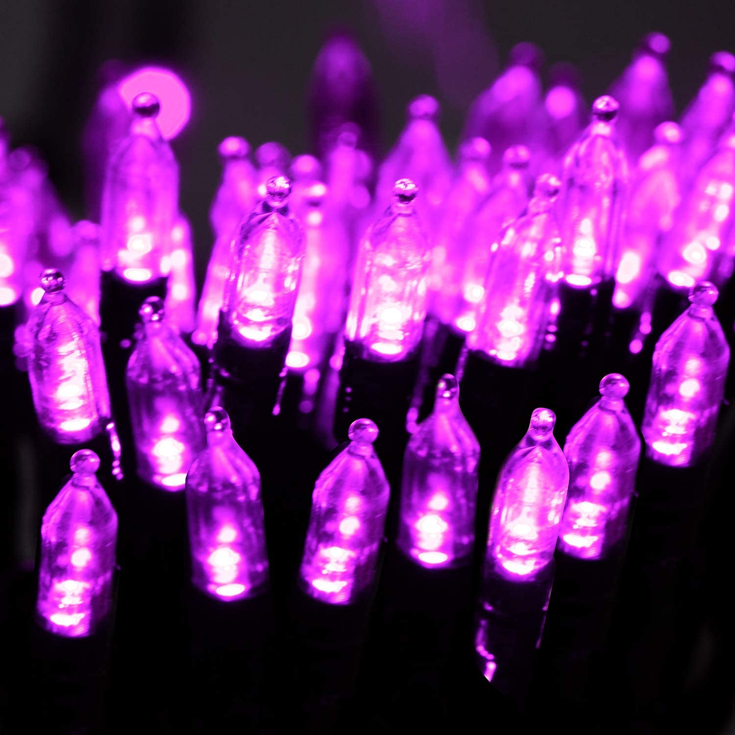 33 Feet / 100 LED / Purple / Black Wire