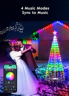 Christmas Smart Cone Tree Light with Star Topper, Remote & APP Control, 16 Colors, 34 Modes