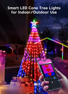 Christmas Smart Cone Tree Light with Star Topper, Remote & APP Control, 16 Colors, 34 Modes